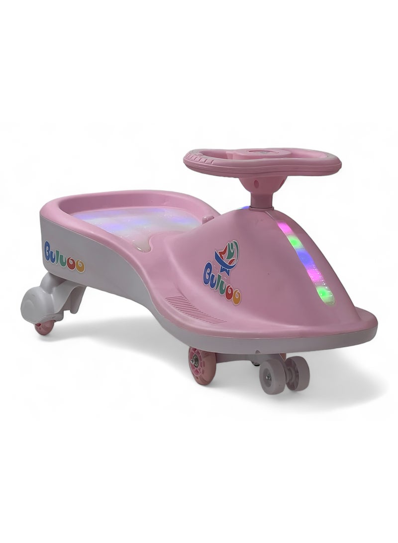 البدر سيارات ماجيك سوينغ للاطفال من البدر، سيارة ركوب تويستر ماجيك للاطفال مع عجلات LED، سيارة دفع للاطفال مع مقعد مضيء، سيارة ركوب سحرية تويستر اقوى وانعم للاطفال مع موسيقى، من البدر، زهري - Image 1